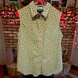 EUC Land's End sleeveless cotton button down blouse, size 14